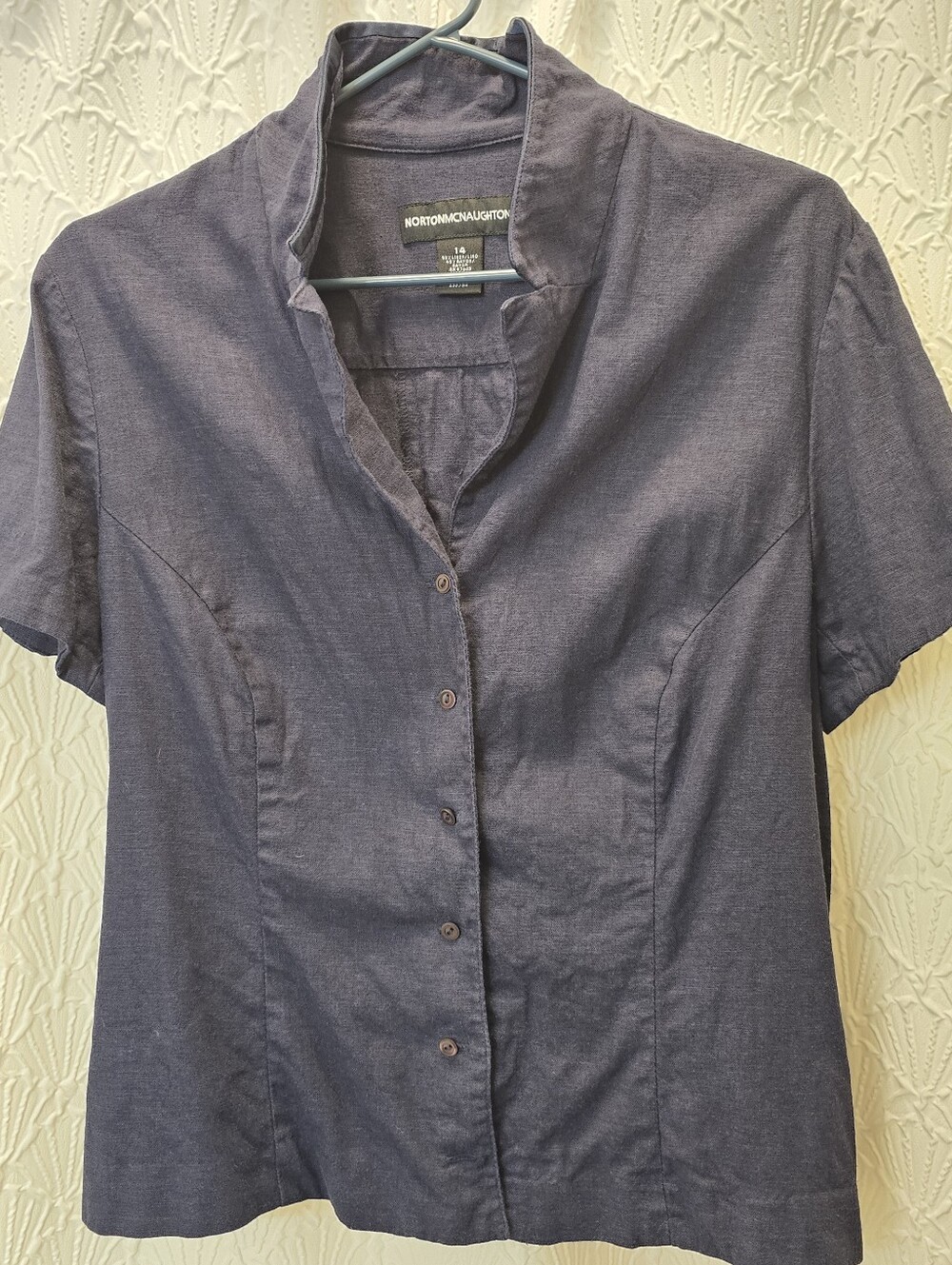 Norton McNaughton Navy Short Sleeve Button-Down Shirt
